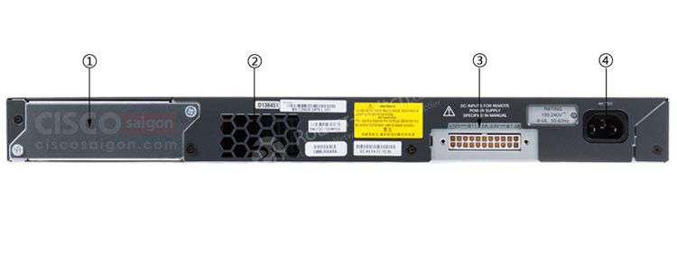 Hình ảnh và chú thích mặt sau của Cisco WS-C2960X-48TS-LL Hình ảnh và chú thích mặt sau của Cisco WS-C2960X-48TS-LL
